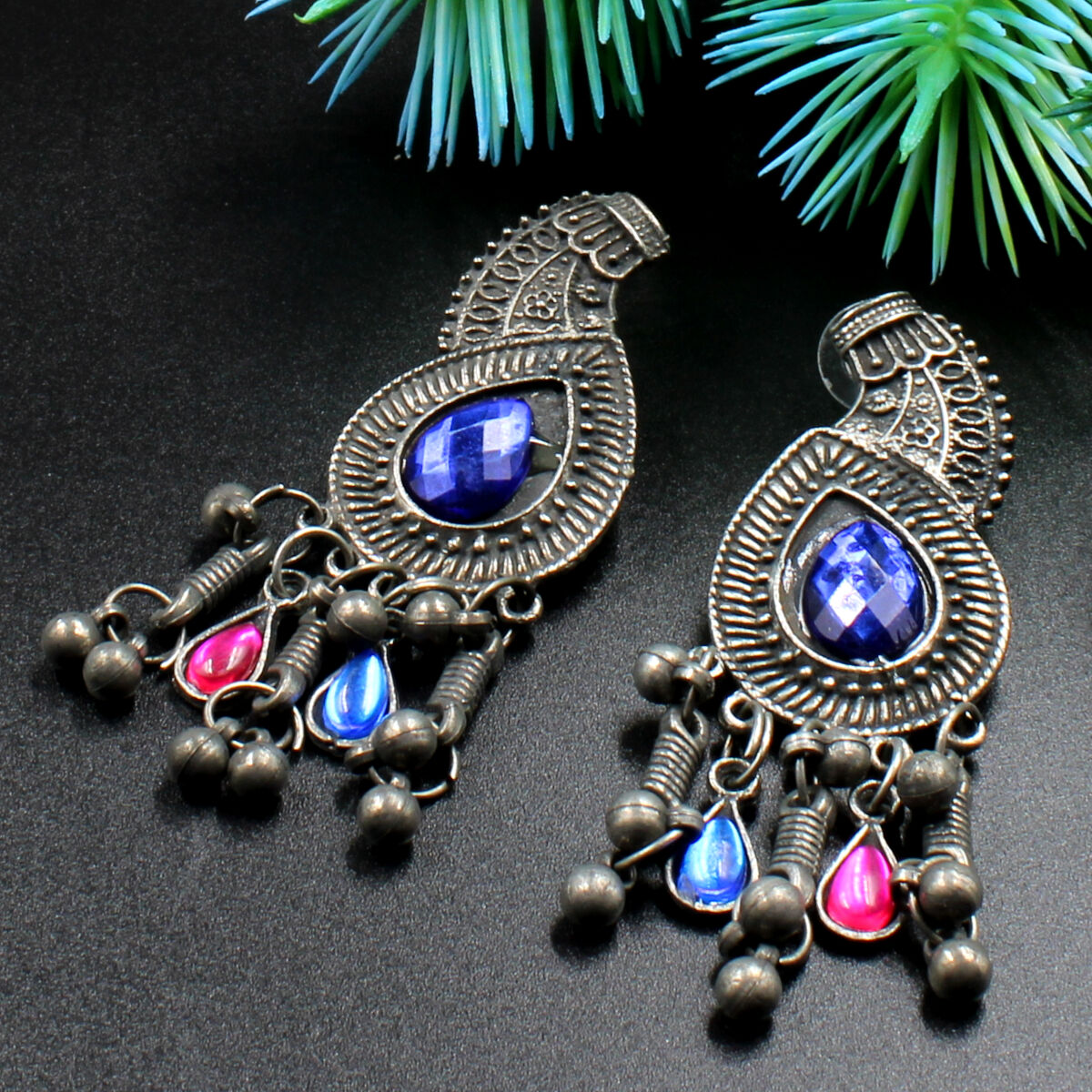 Orlenna Tribal Black Metal Necklace Set