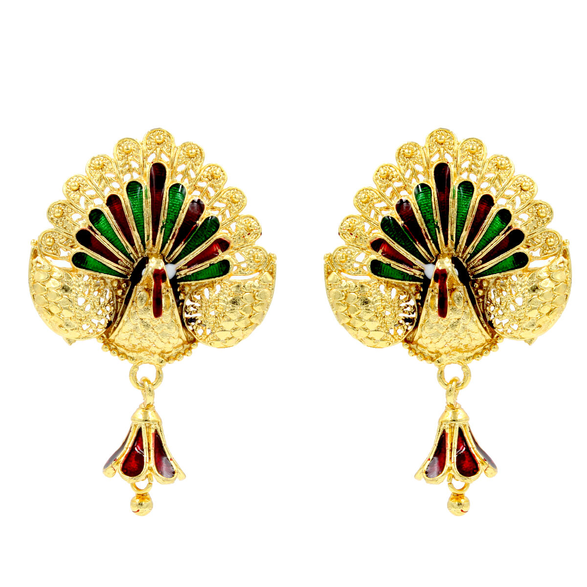 Orlenna Traditional Gold Plated Meena Necklace Set Long