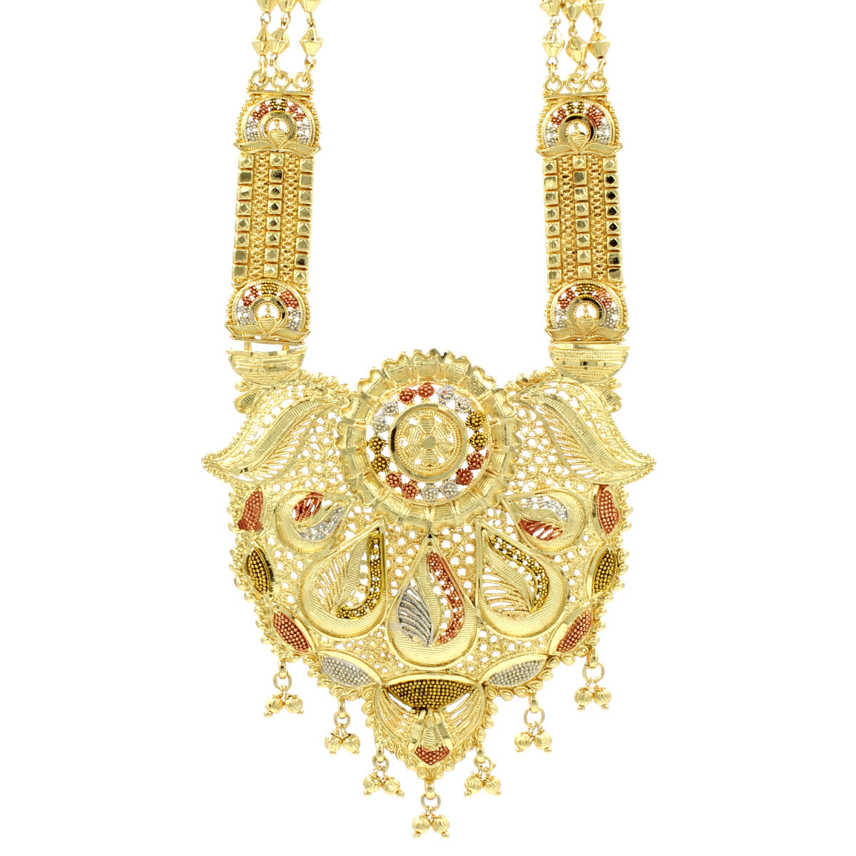 Elegant Gold Plated Meena Necklace Set Long