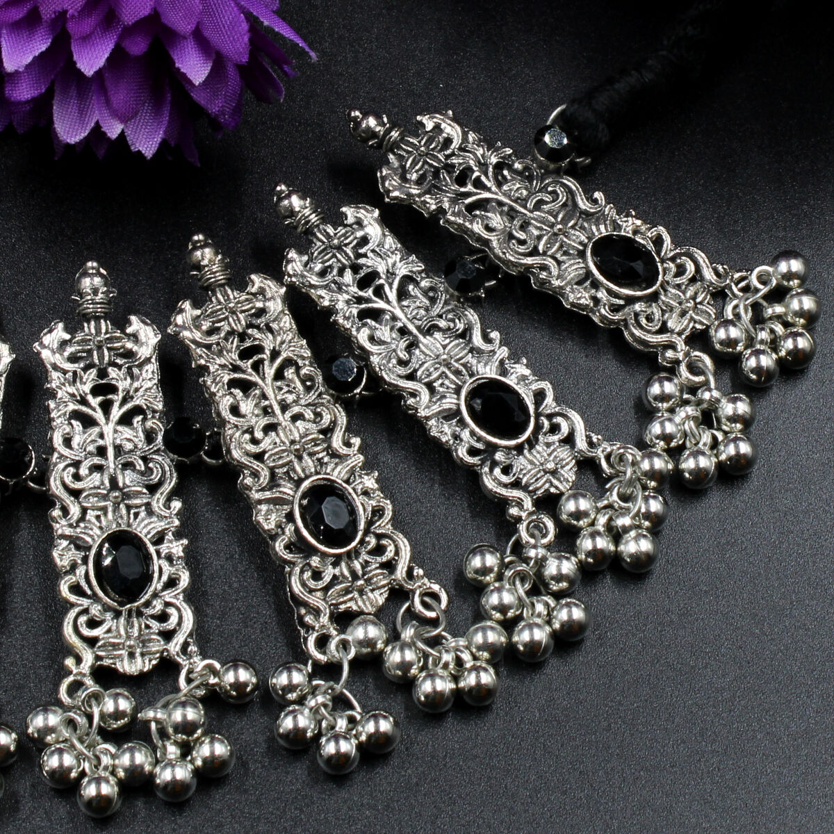 Orlenna Banjaran Oxidized Crystal Beads Choker