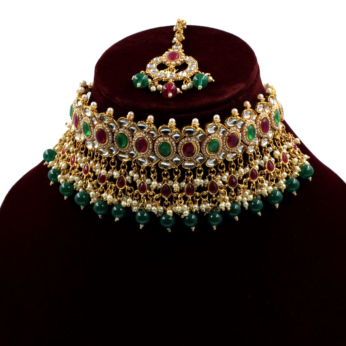 Orlenna Kundan Pearl & Crystal Beads Choker