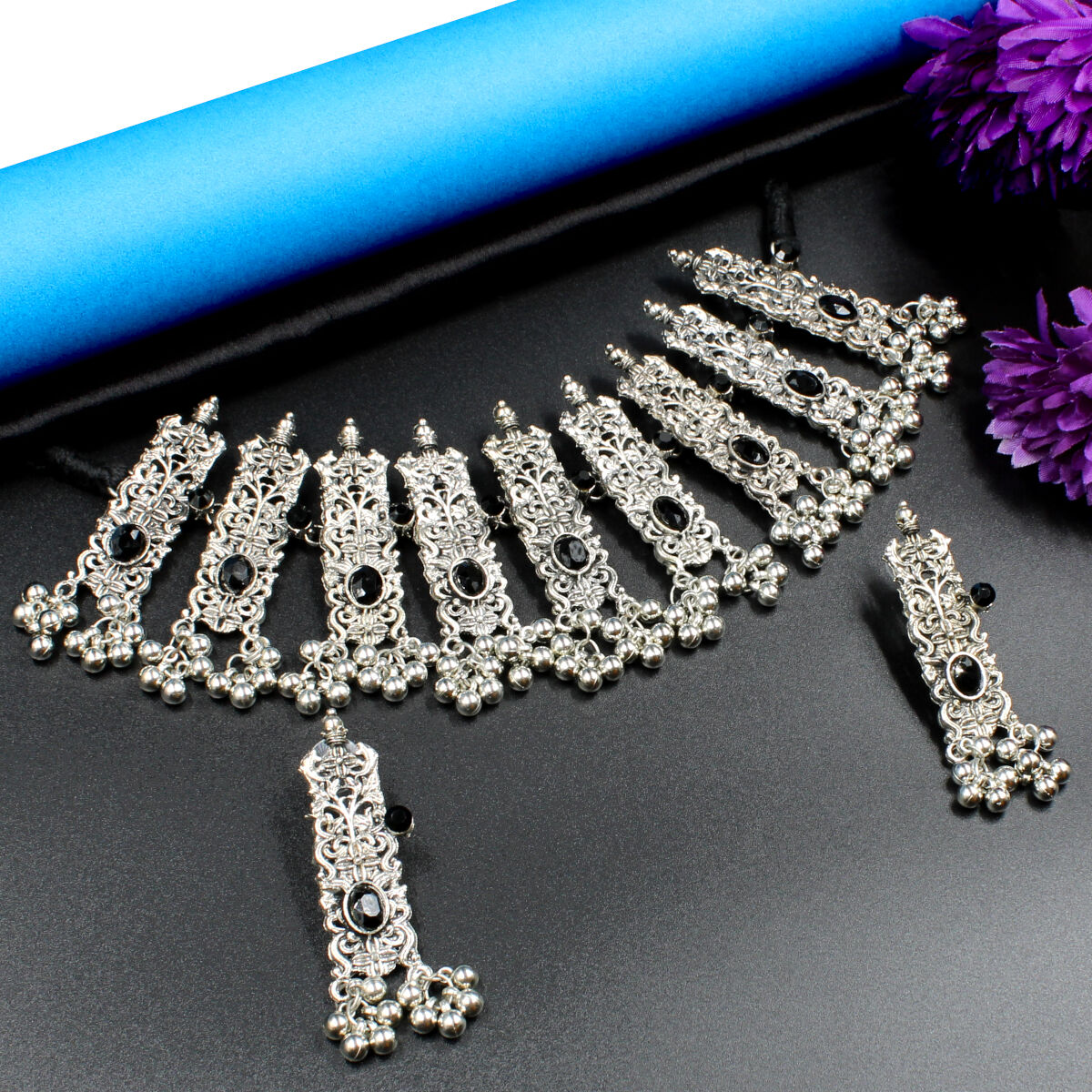 Orlenna Banjaran Oxidized Crystal Beads Choker