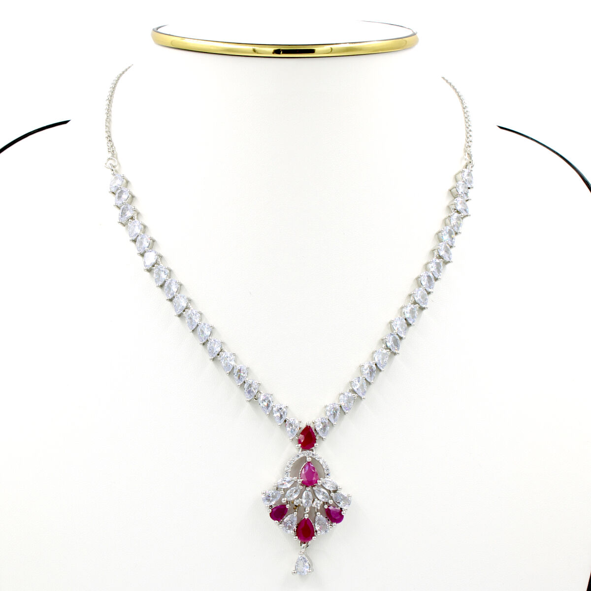 Orlenna Beautifully Crafted American Diamond Necklace Set Short