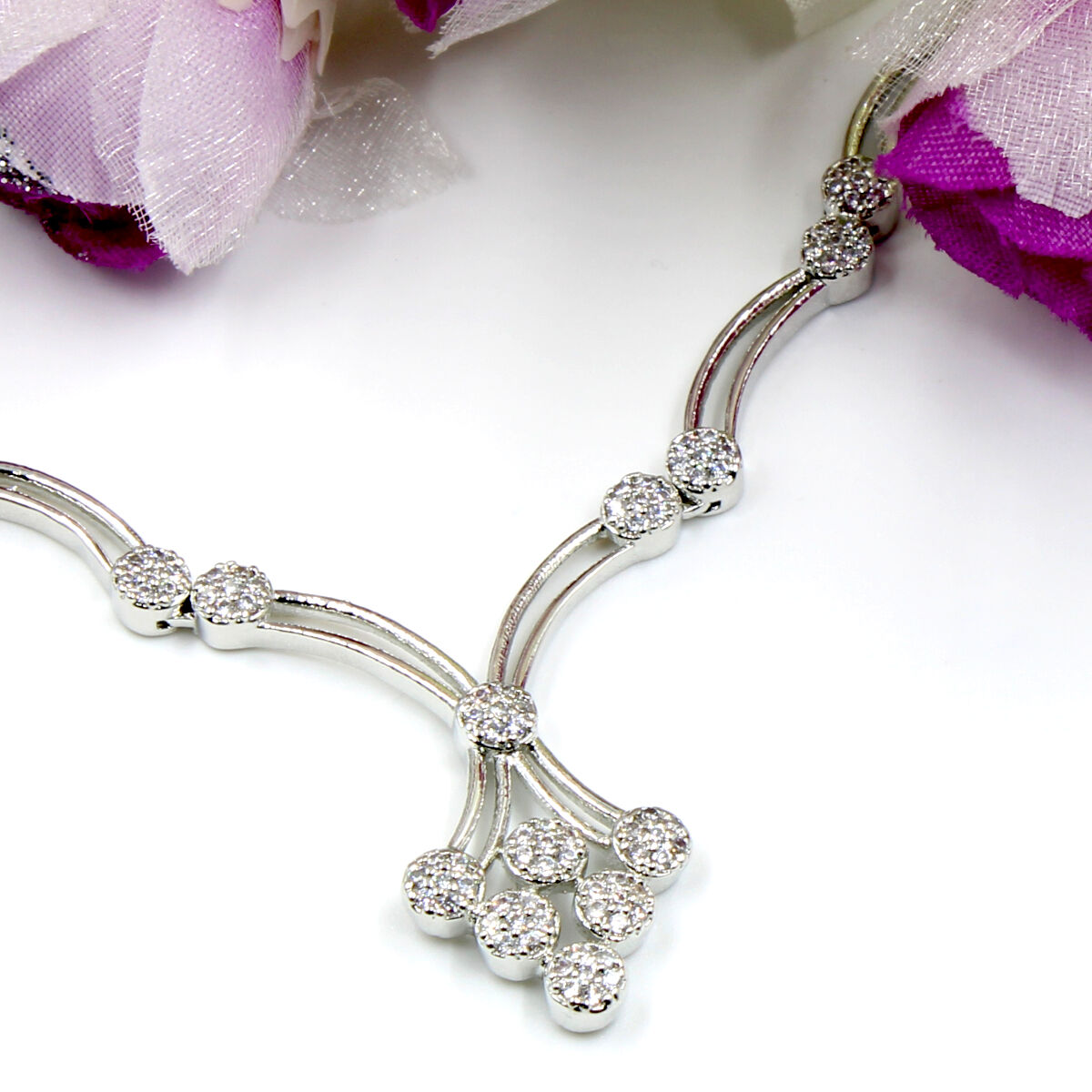 Stunning American Diamond Necklace Set Short