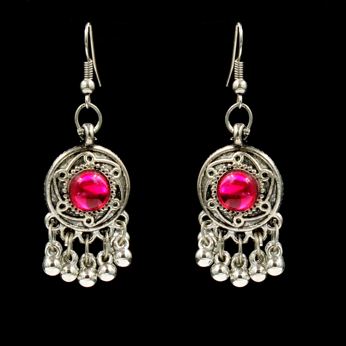 Orlenna Banjaran Oxidized Synthetic Meena Necklace Set Long