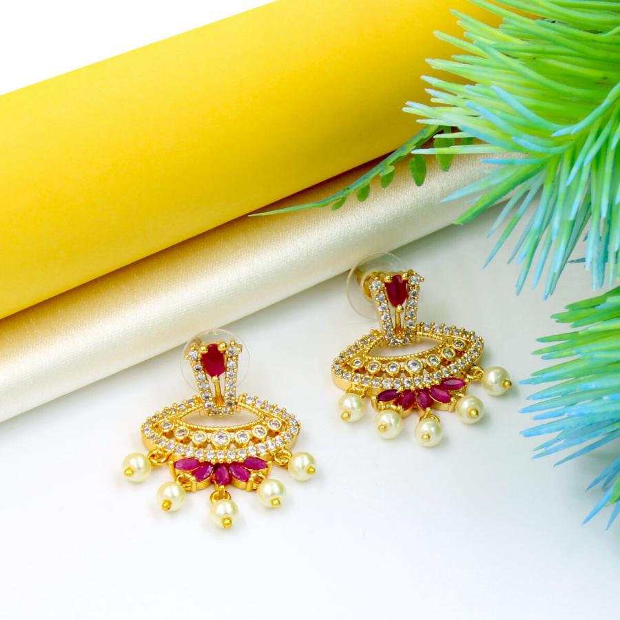 Orlenna Utsav Temple American Diamond & Pearl Earring