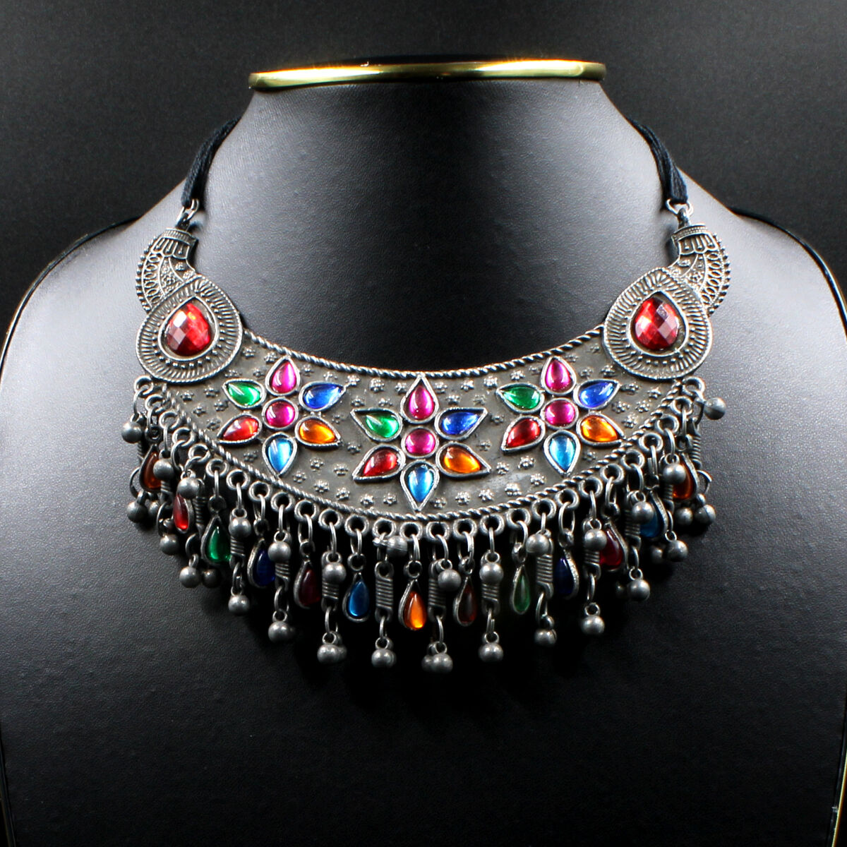 Orlenna Tribal Black Metal Necklace Set