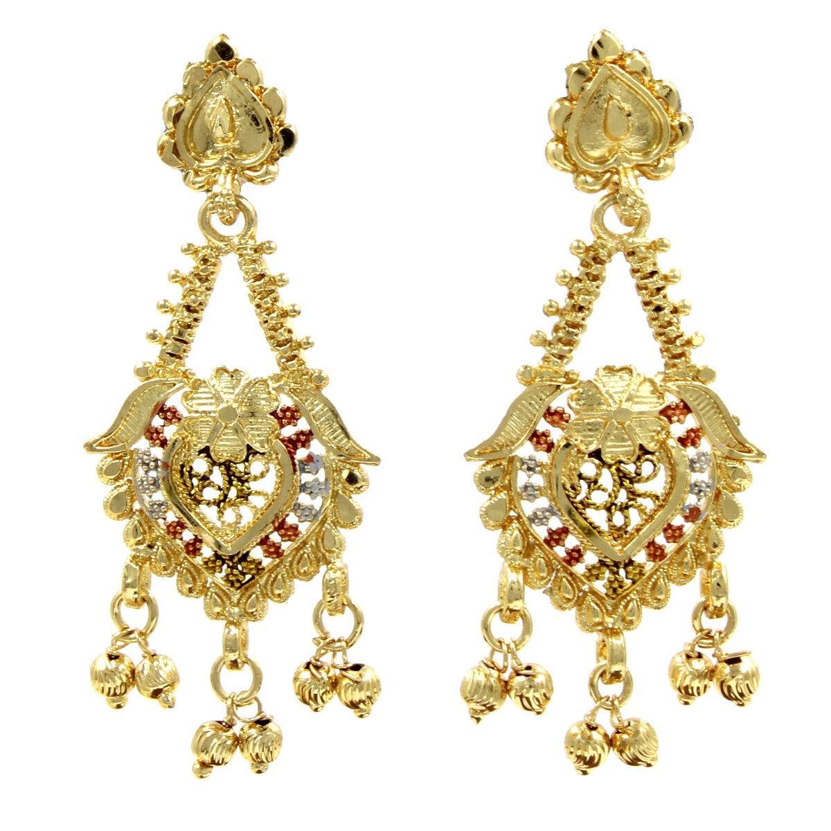 Elegant Gold Plated Meena Necklace Set Long