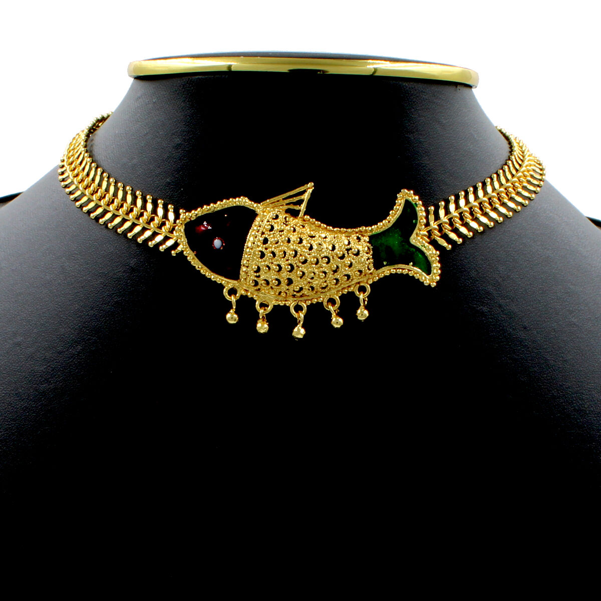 Stunning Gold Plated Meena Necklace Set Short
