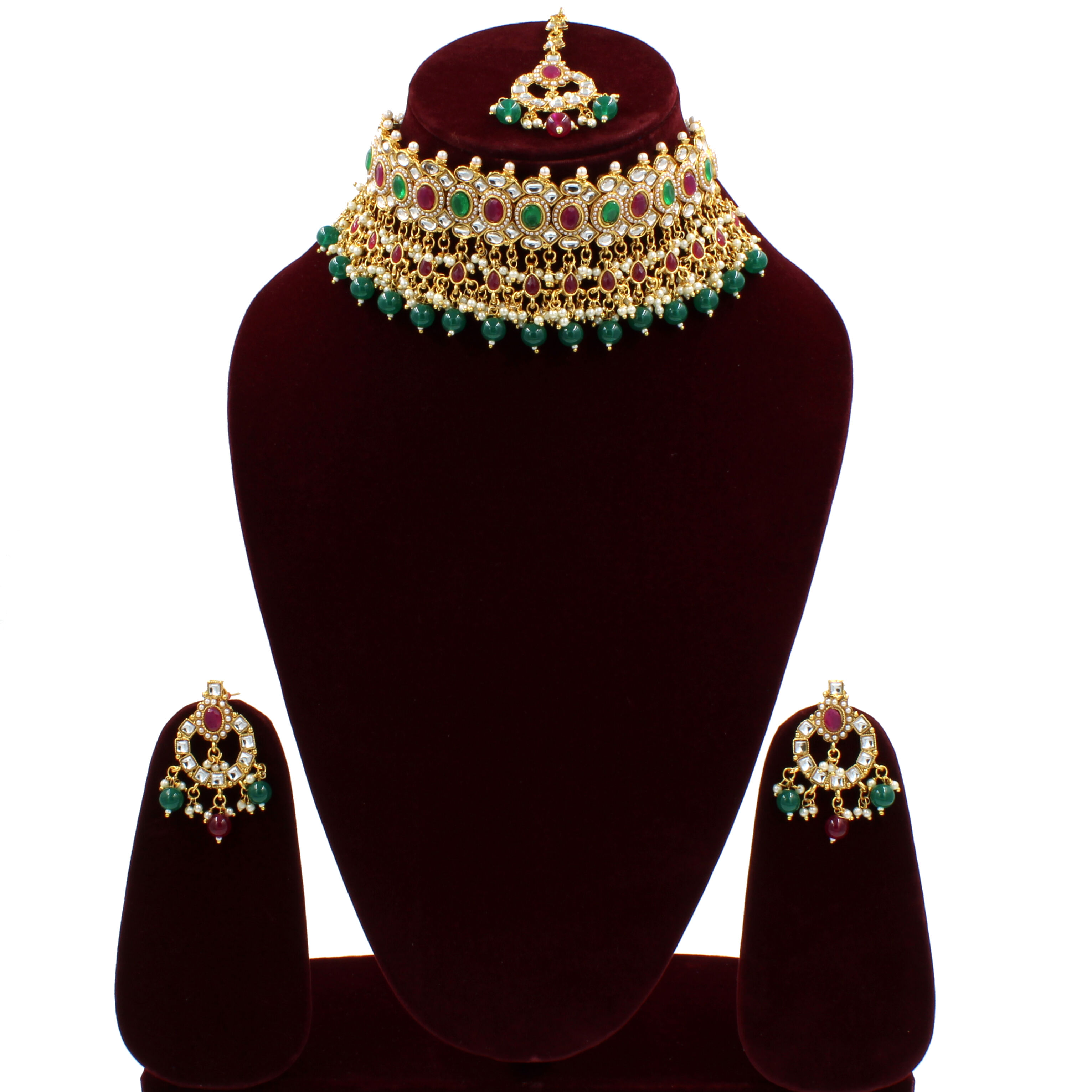 Orlenna Kundan Pearl & Crystal Beads Choker