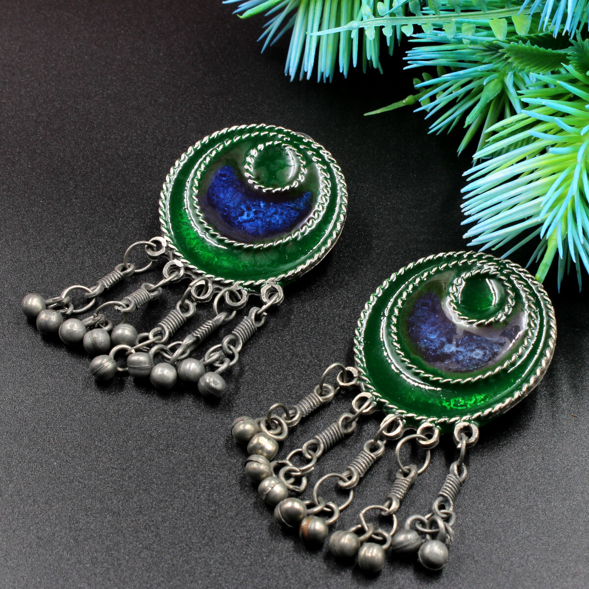 Orlenna Tribal Black Metal Meena Necklace Set