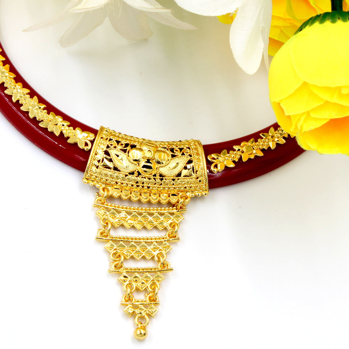 Orlenna Gold Plated Traditional Necklace Set Short