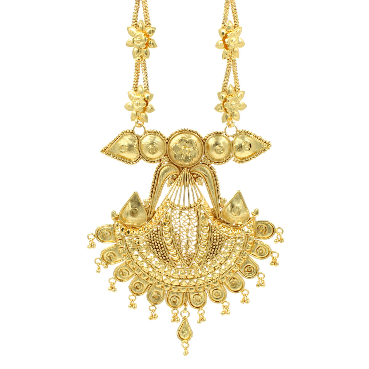 Ethnic Long Necklace Set Gold Plated