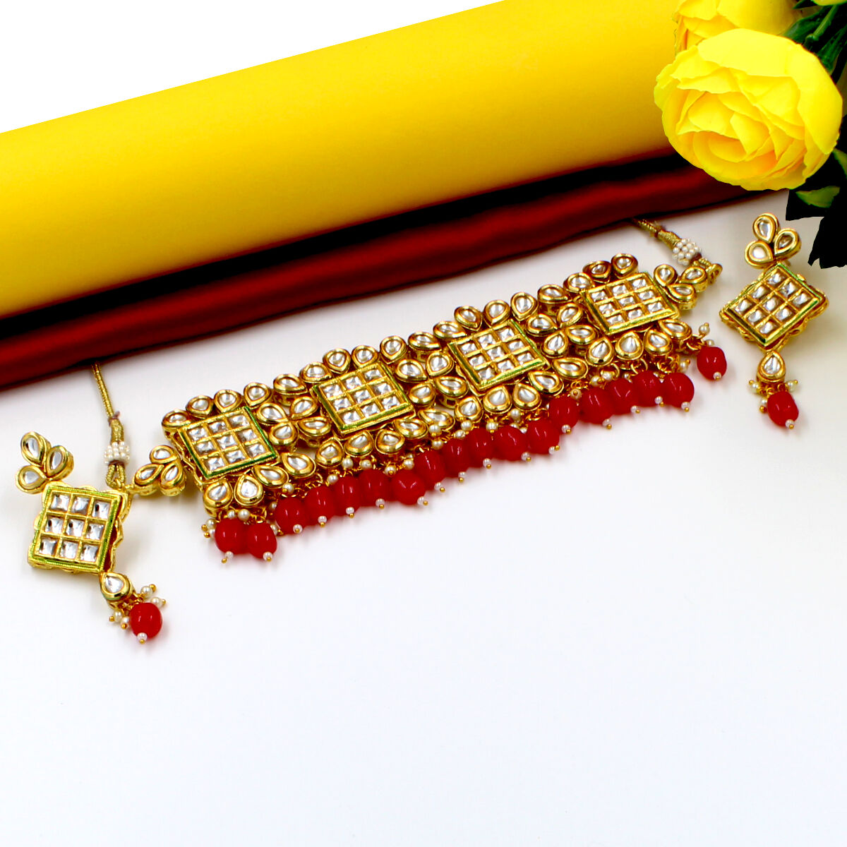 Orlenna Tyohar Kundan Pearl & Crystal Beads Choker