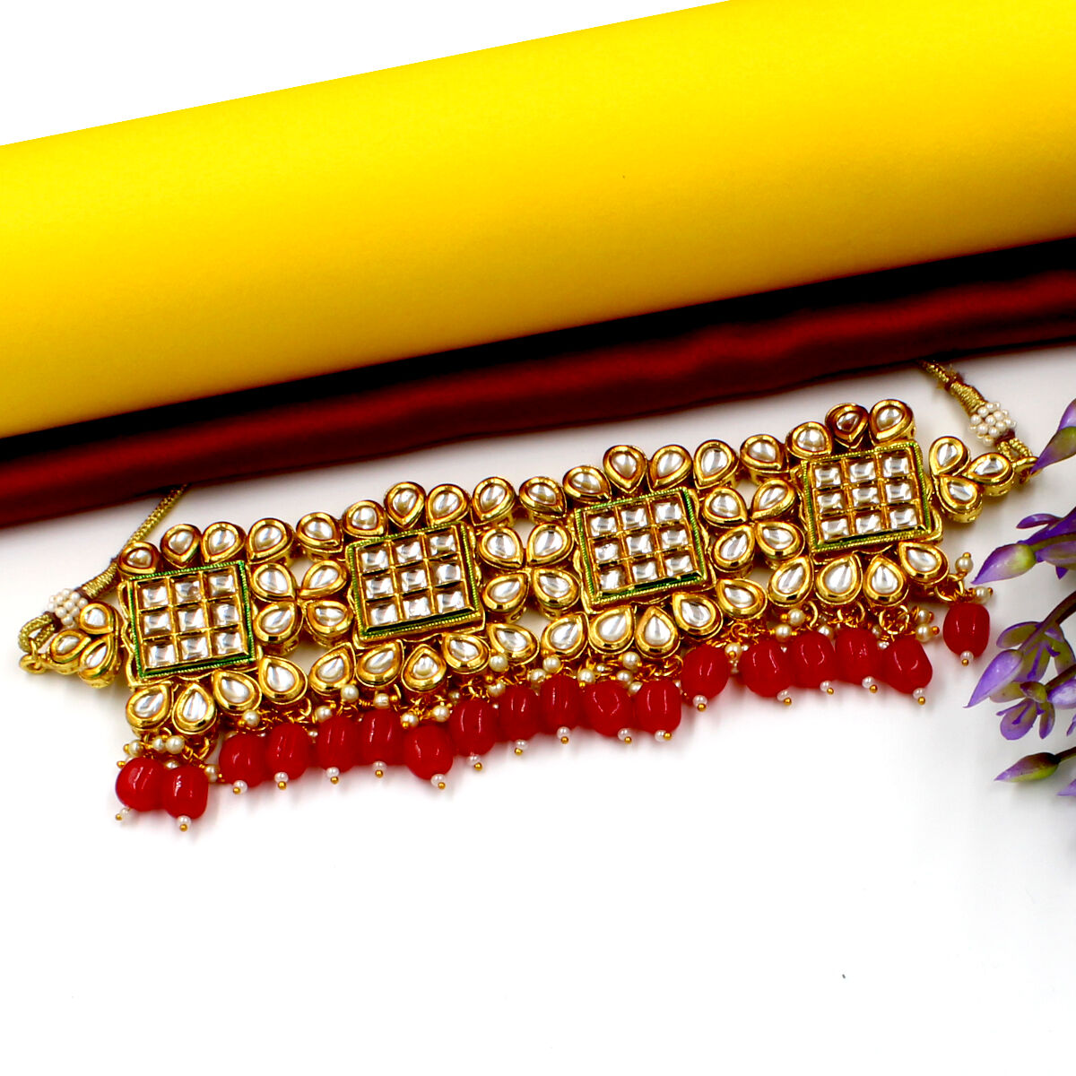 Orlenna Tyohar Kundan Pearl & Crystal Beads Choker