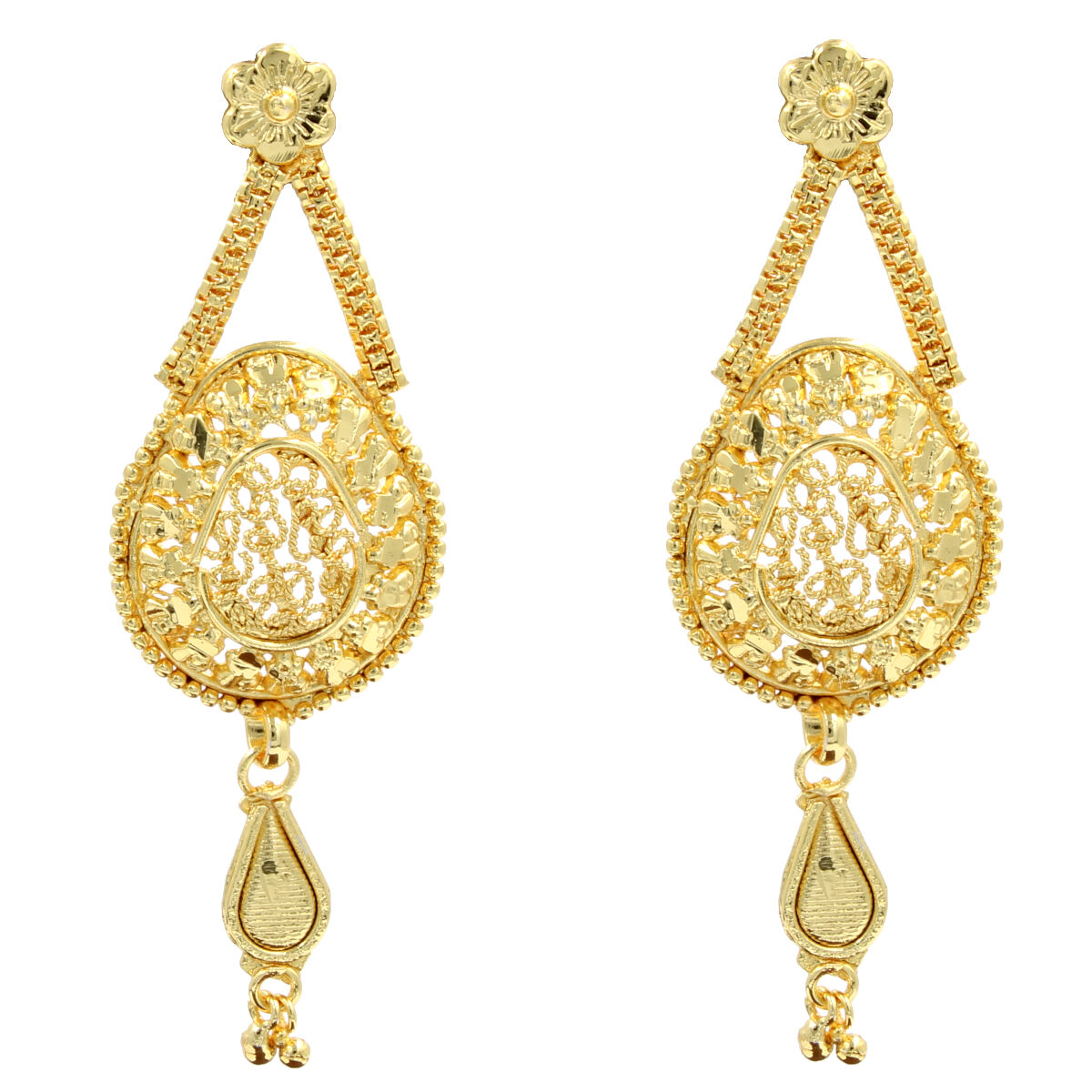 Ethnic Long Necklace Set Gold Plated