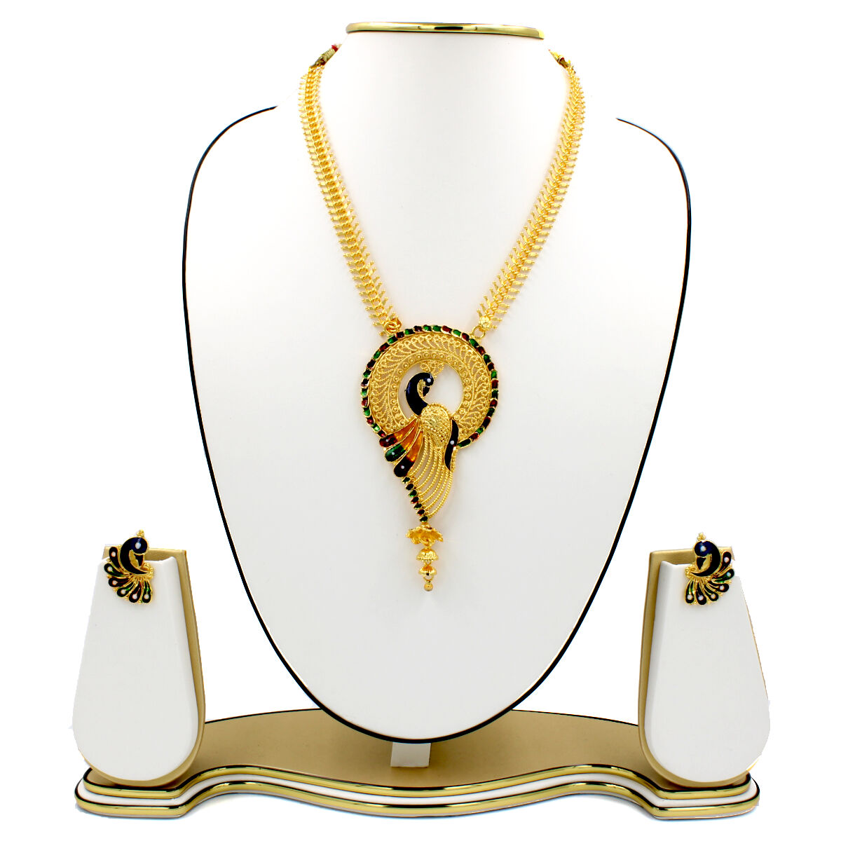 Orlenna Gold Plated Meena Necklace Set Short
