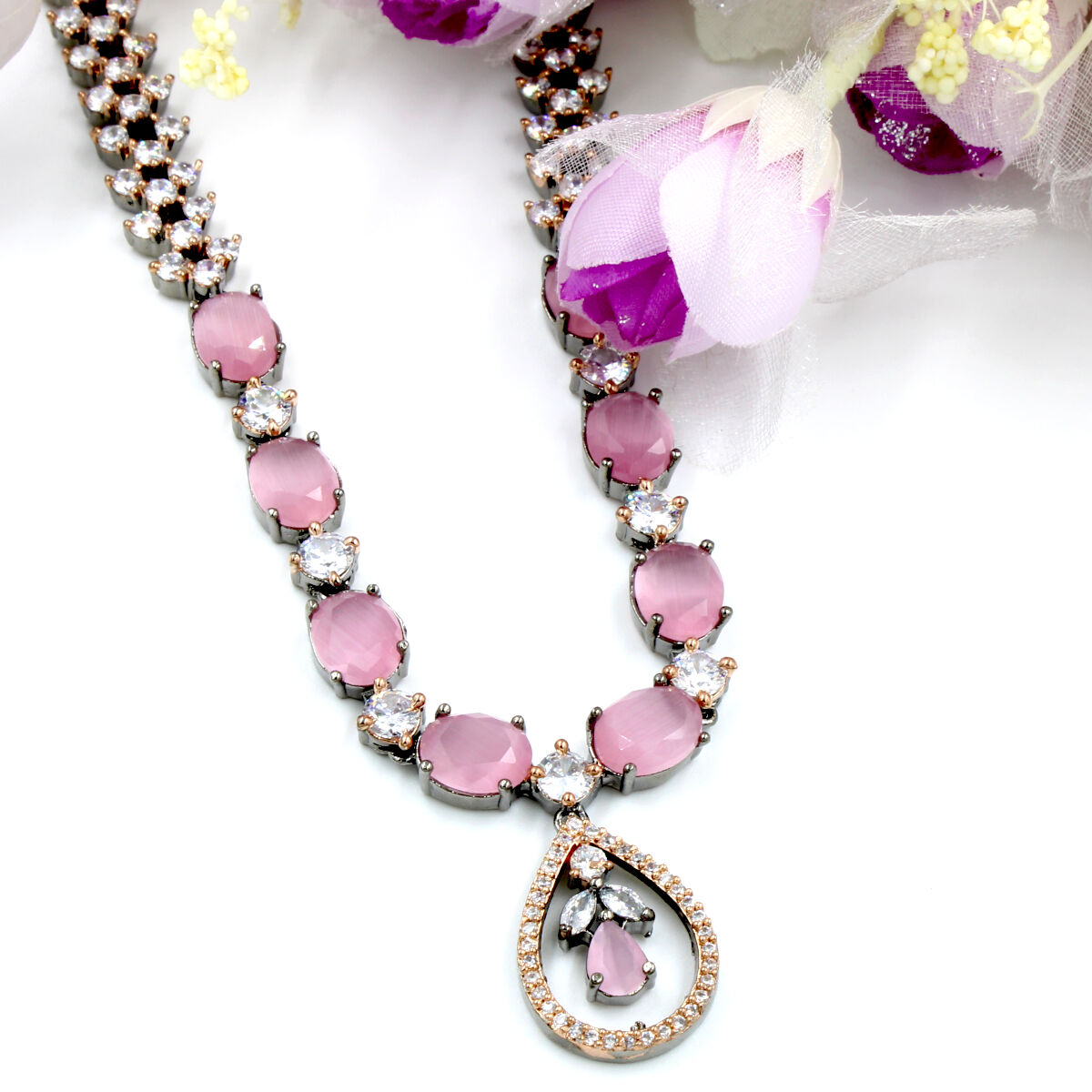 Orlenna American Diamond Short Necklace Set