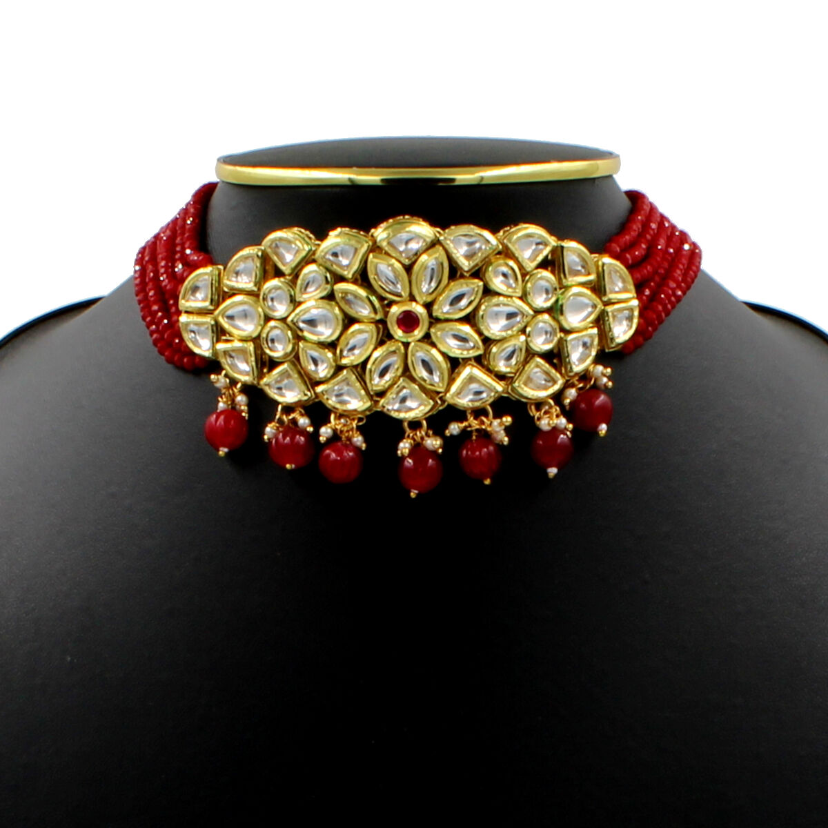 Elegant Kundan Crystal Beads Choker