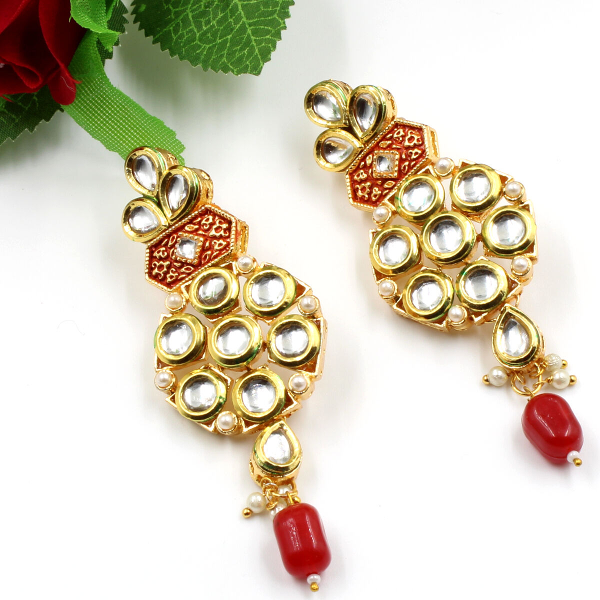 Orlenna Traditional Kundan Pearl & Crystal Beads Choker