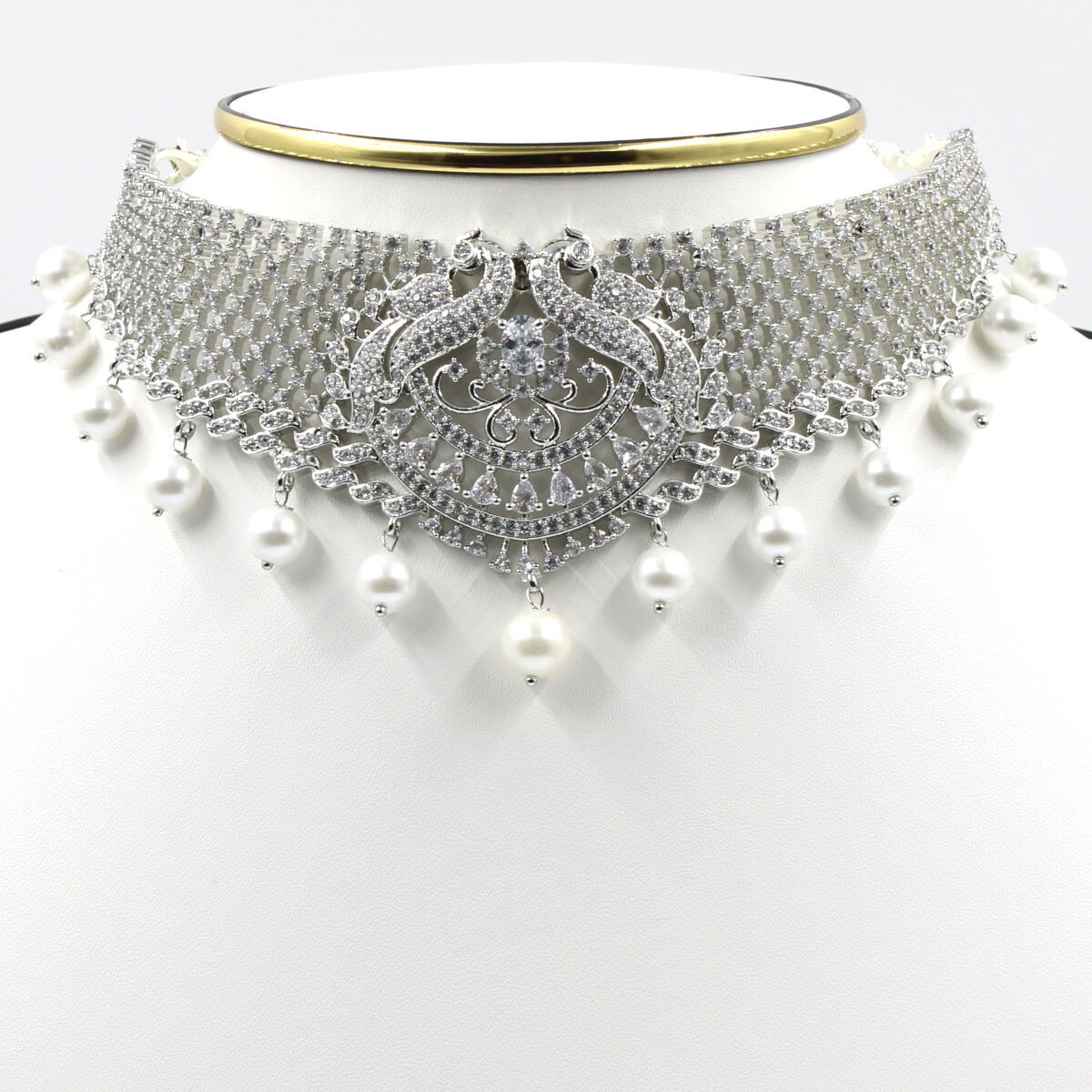 Orlenna Ethnic American Diamond & Pearl Choker