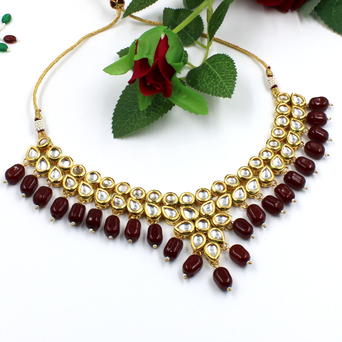 Orlenna Utsav Kundan Crystal Beads Choker