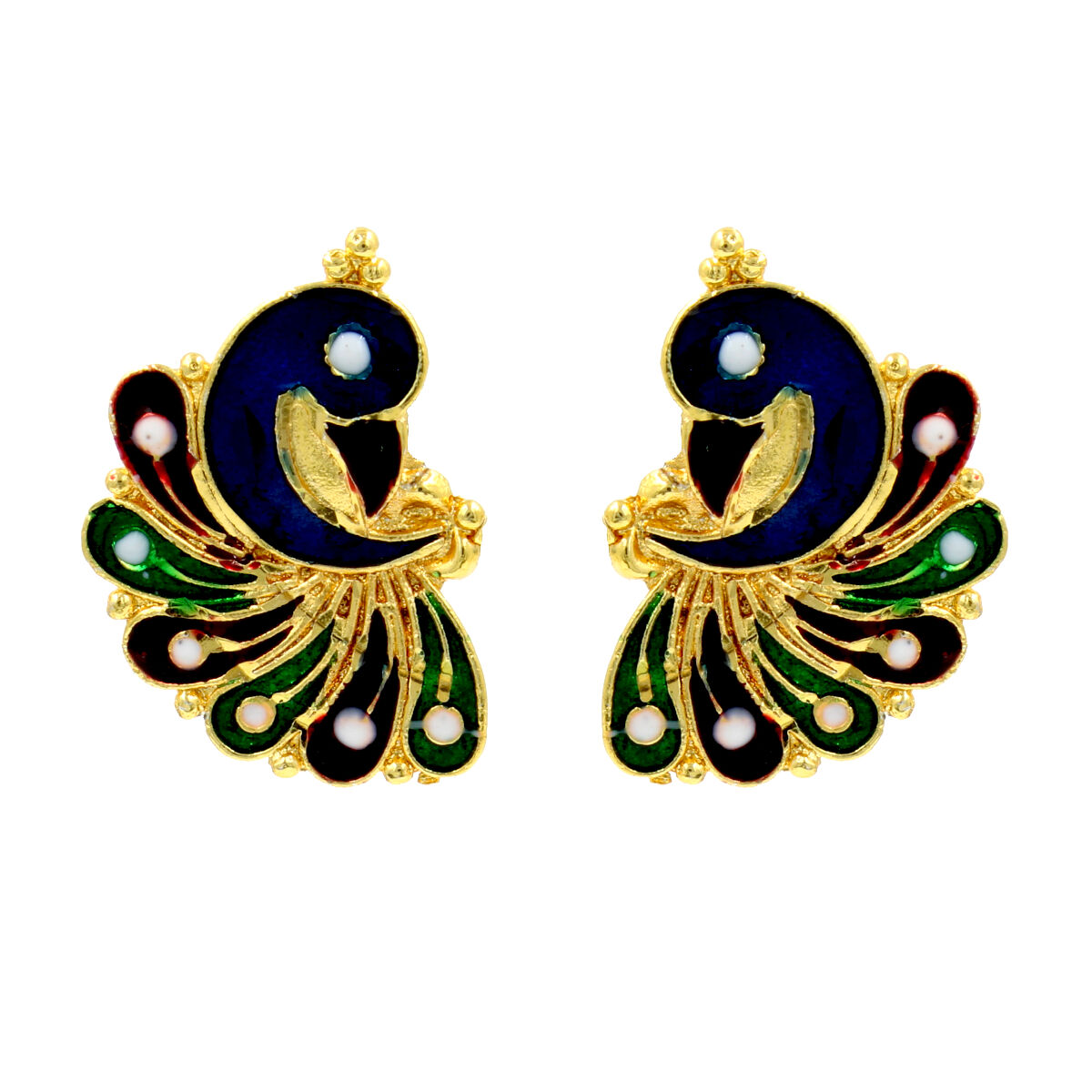 Orlenna Gold Plated Meena Necklace Set Short