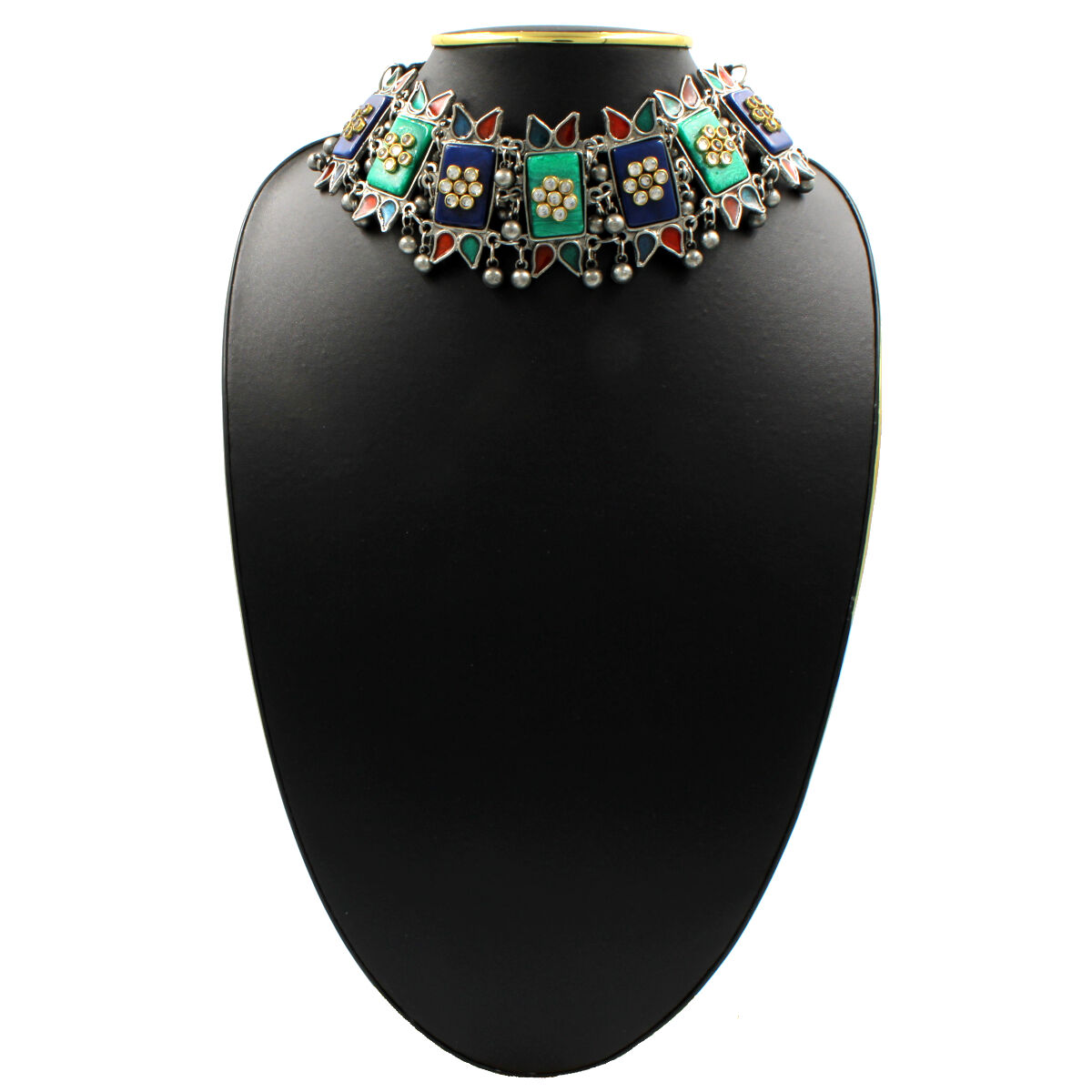 Orlenna Trendy Oxidised Kundan & Meena Choker