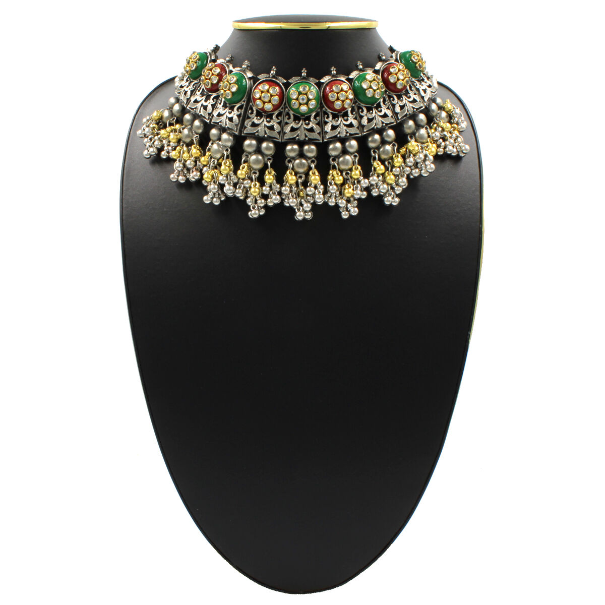 Orlenna Beautifully Crafted Oxidised Kundan Choker