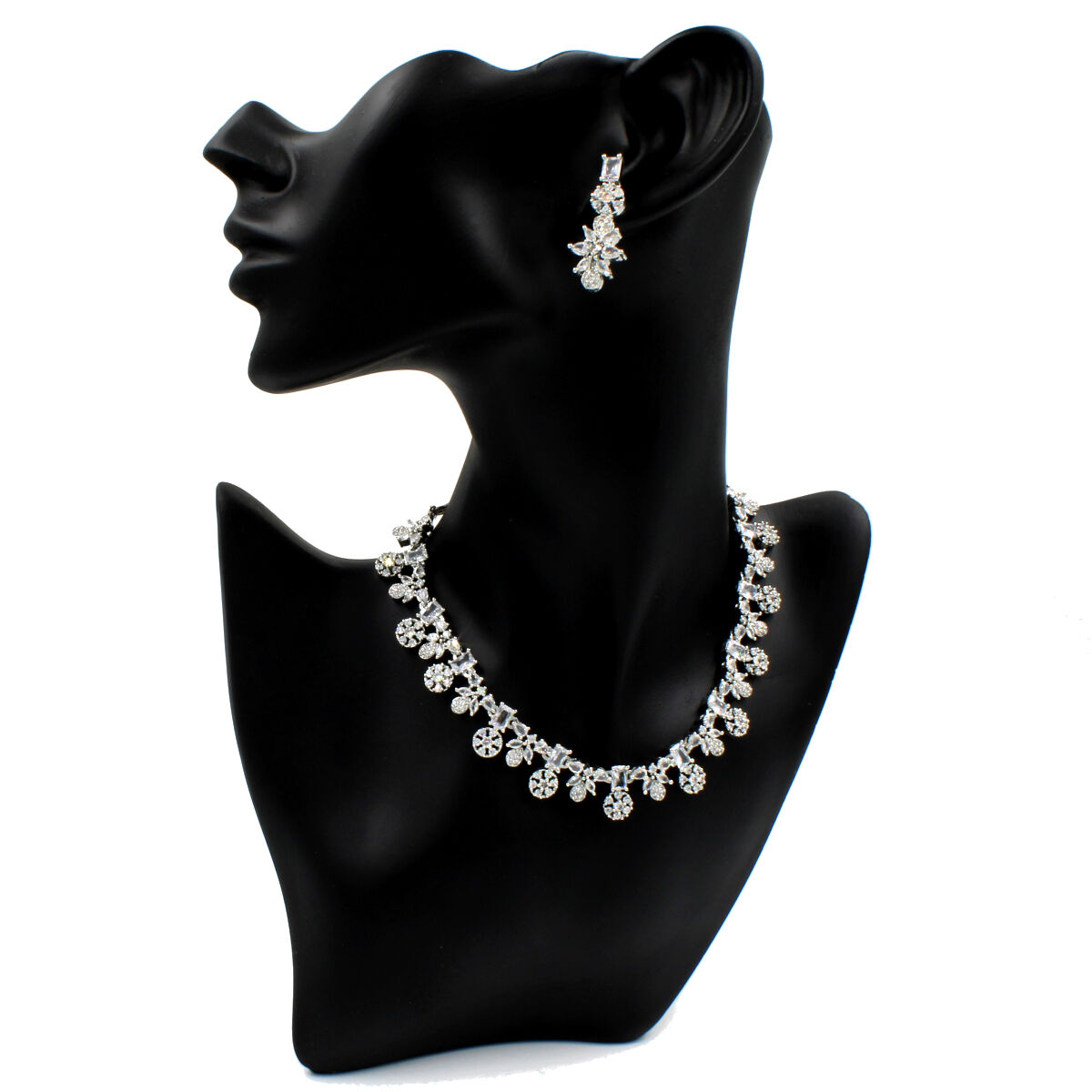 Glamorous American Diamond Studded Short Necklace Set