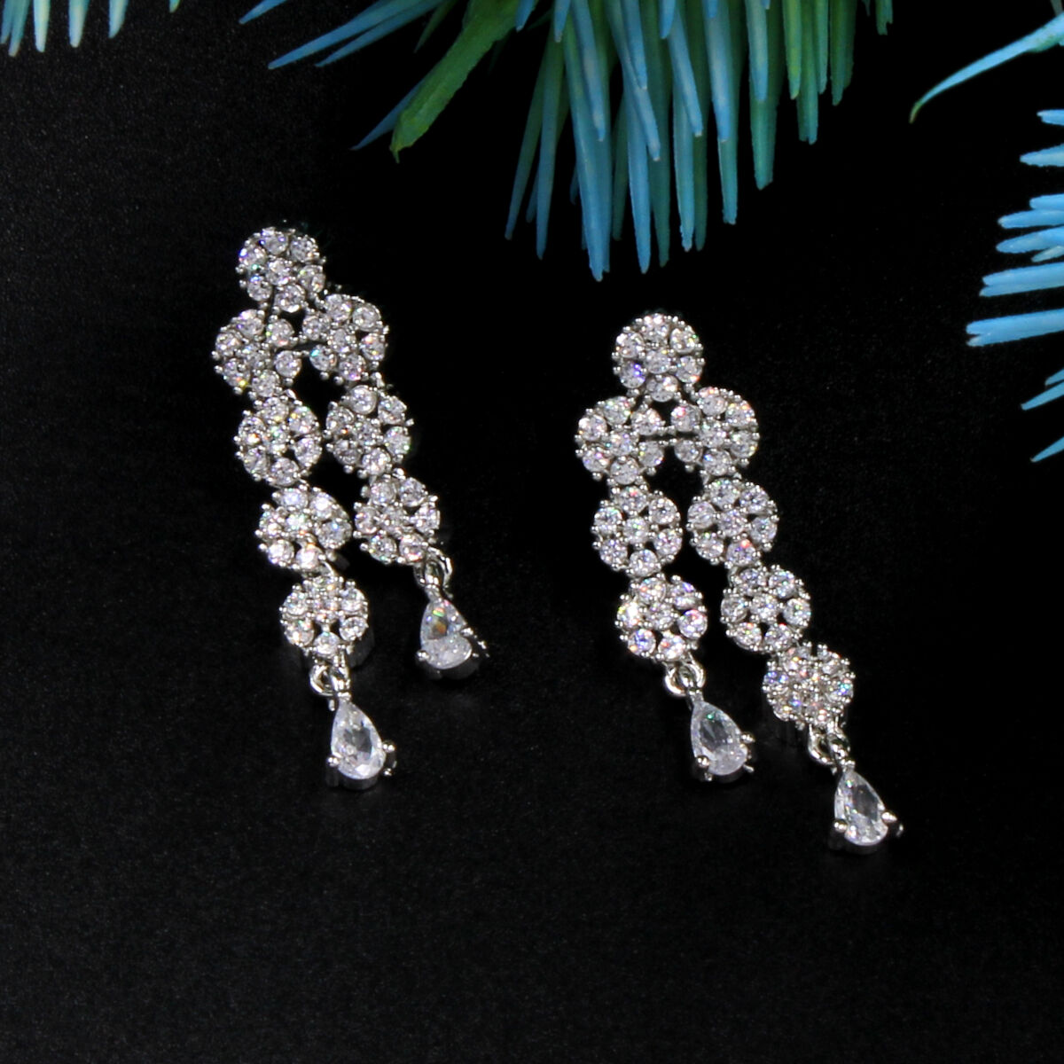 Orlenna Sparkling American Diamond Studded Short Necklace Set