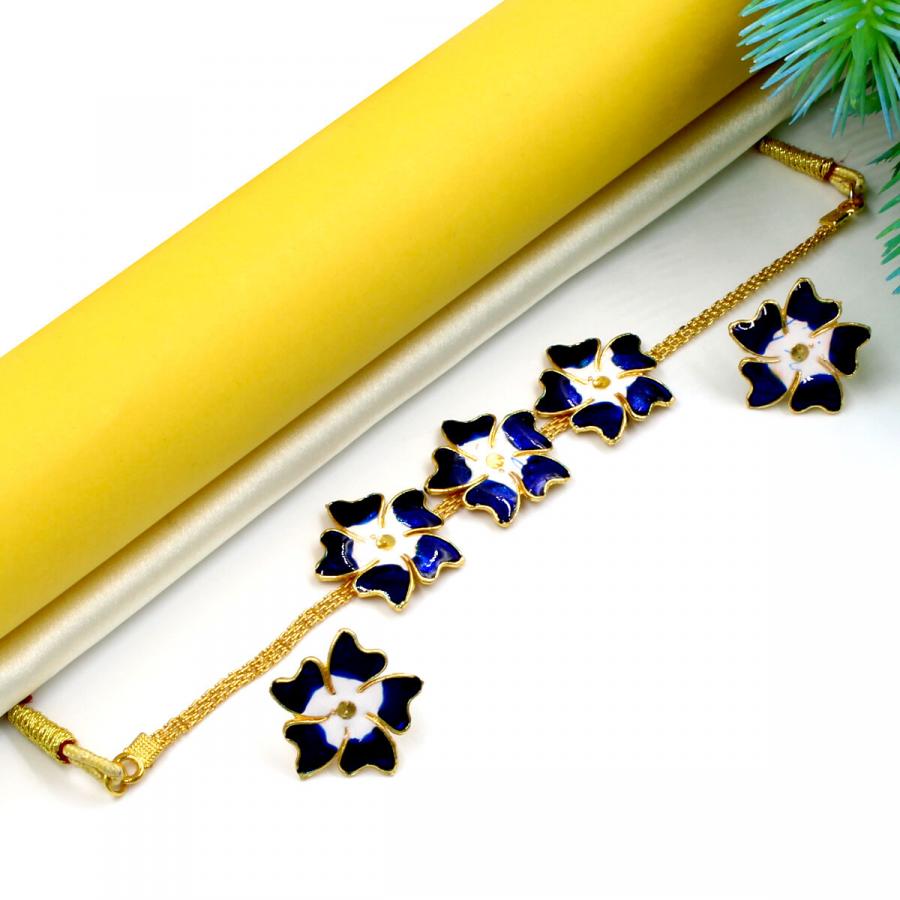 Meena Decorated Gold Plated Choker Set