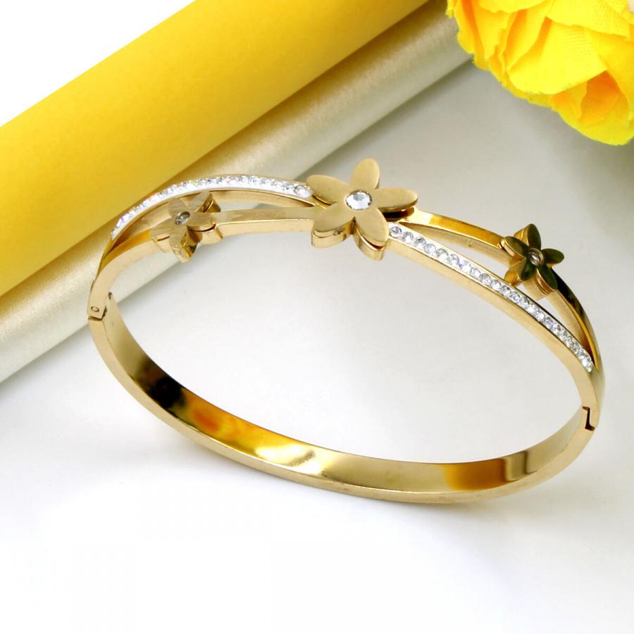 Orlenna Golden American Diamond Studded Bracelet