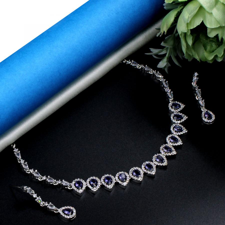 Eye Catching American Diamond Studded Short Necklace Set