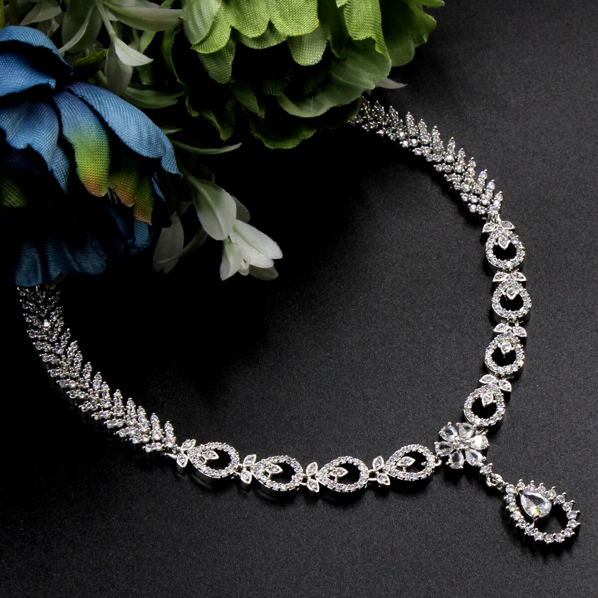 Orlenna Sparkling AD Necklace Set Short