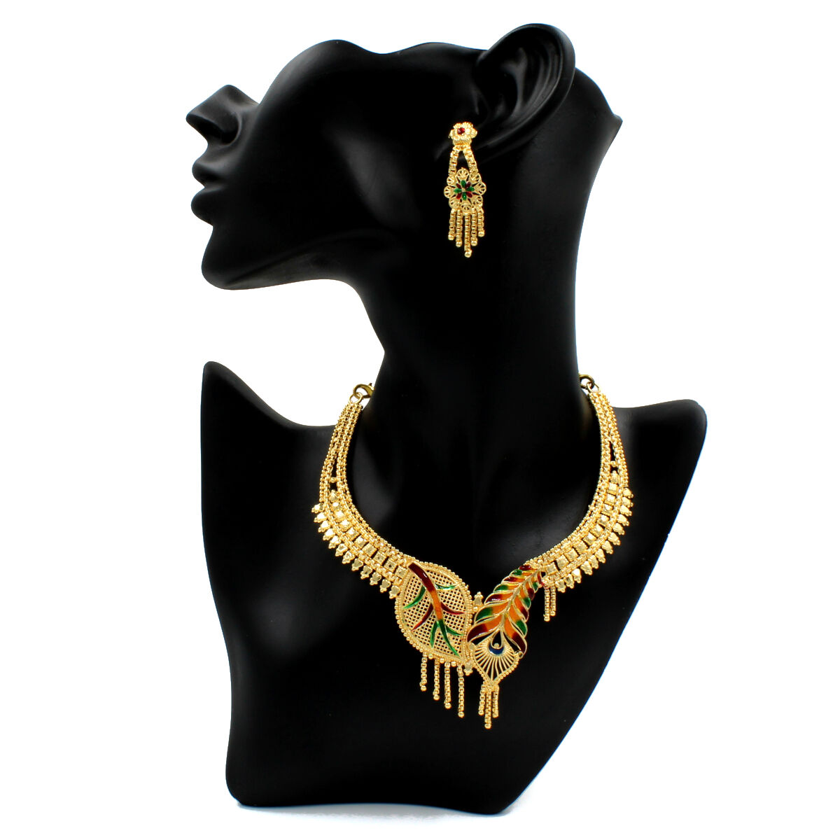 Elegant Gold Plated Meenakari Necklace Set Short