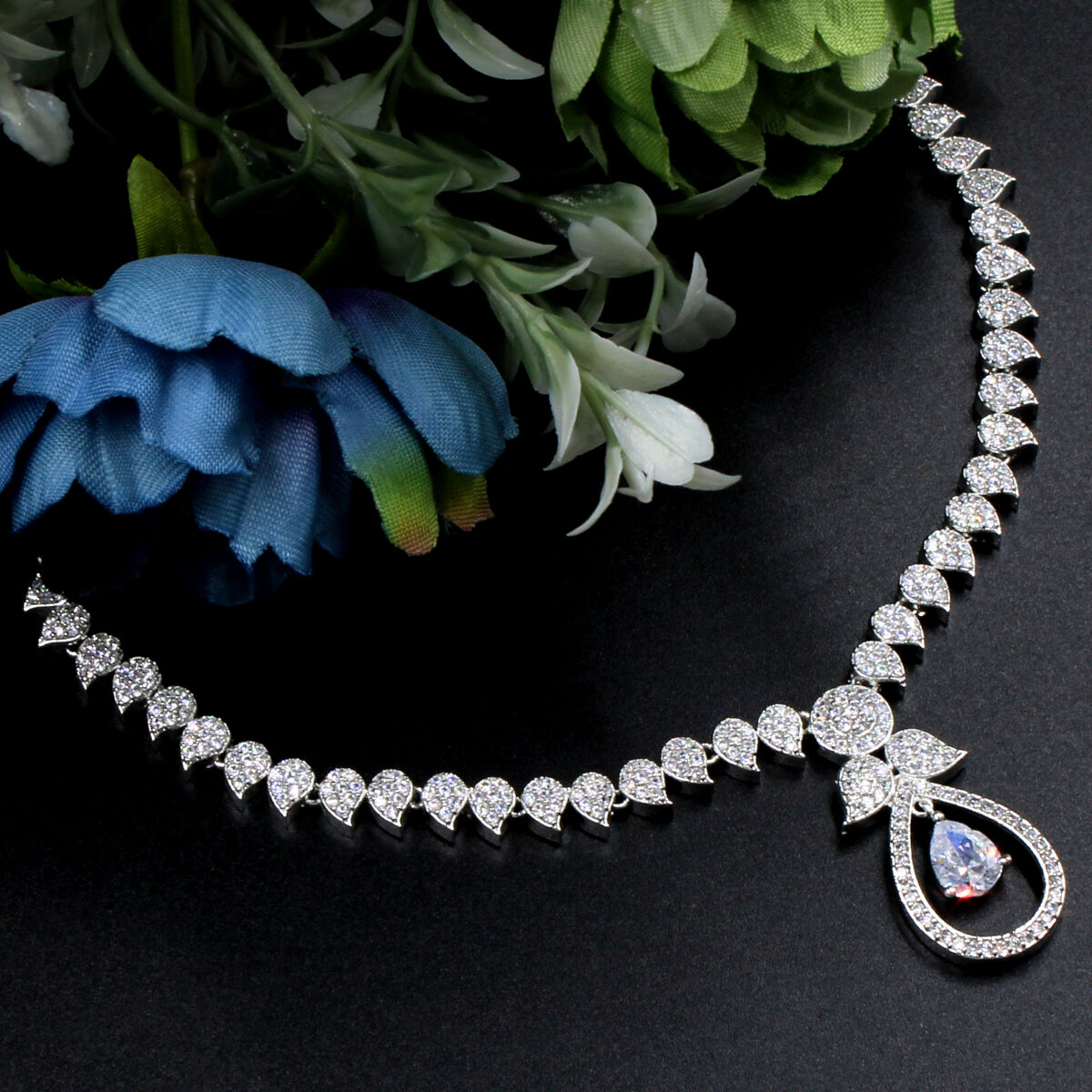 Orlenna's Glittering American Diamond Necklace Set Short