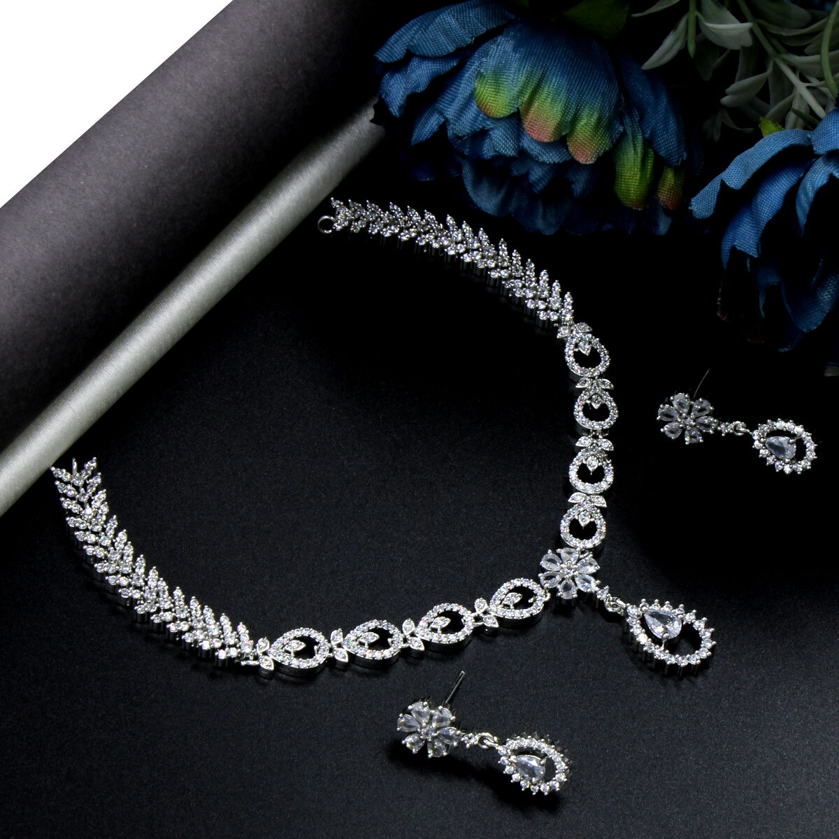 Orlenna Sparkling AD Necklace Set Short
