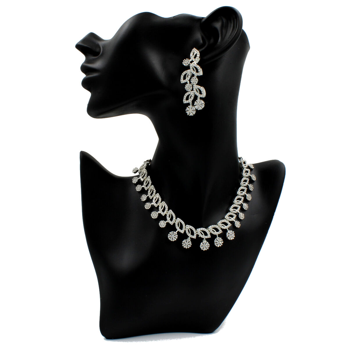 Glittering Orlenna American Diamond Necklace Set Short