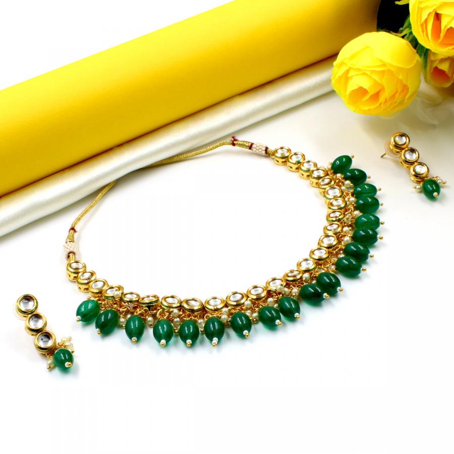 Ethnic Kundan Pearl & Crystal Beads Choker
