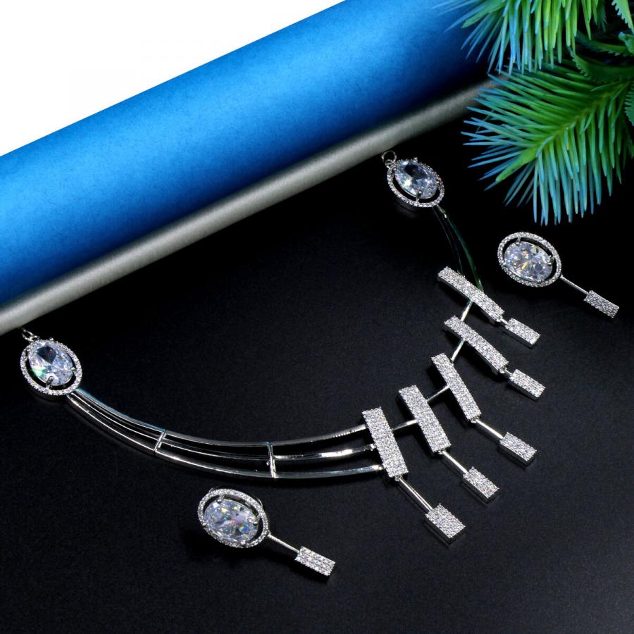 American Diamond Necklace Set Short