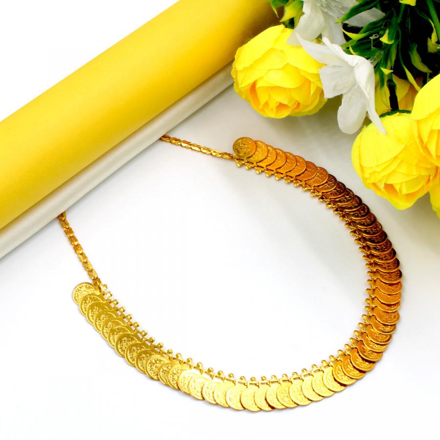 Lustrous Coin Orlenna Gold Plated Necklace Set Long