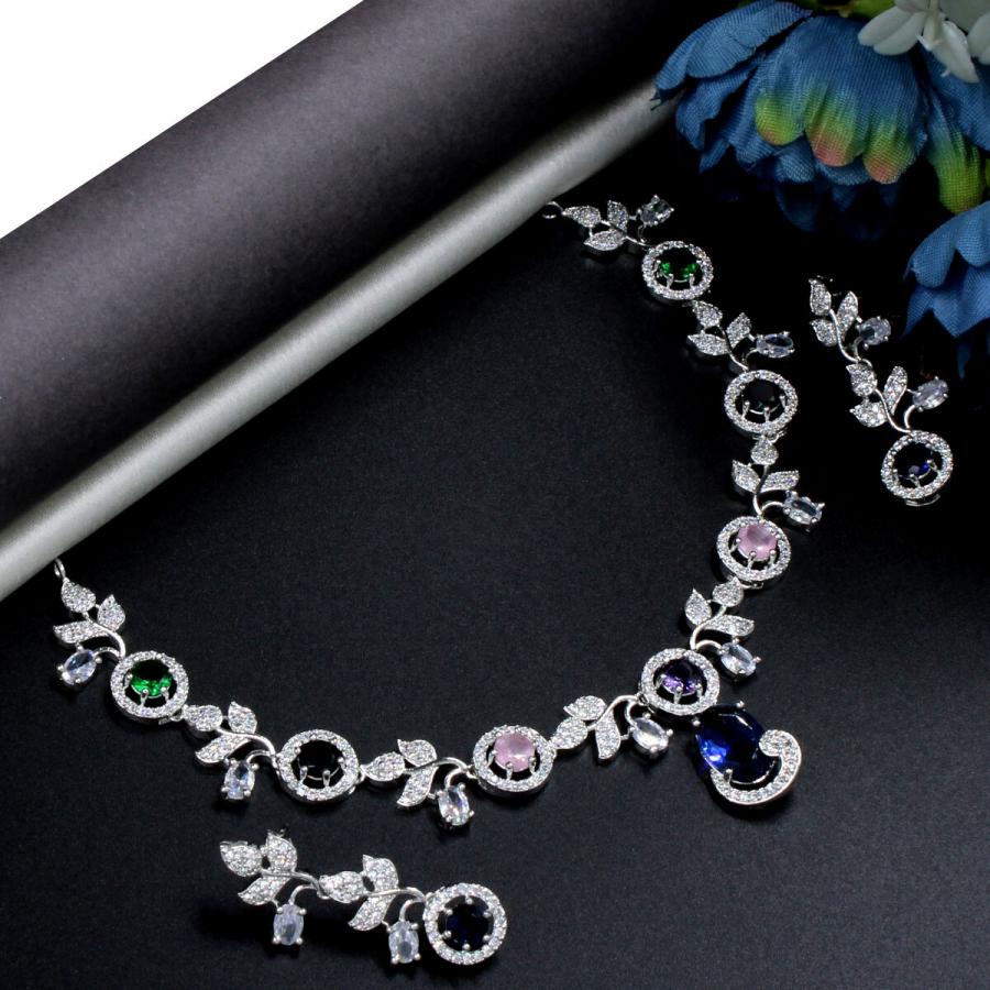 Glittering American Diamond Necklace Set Short
