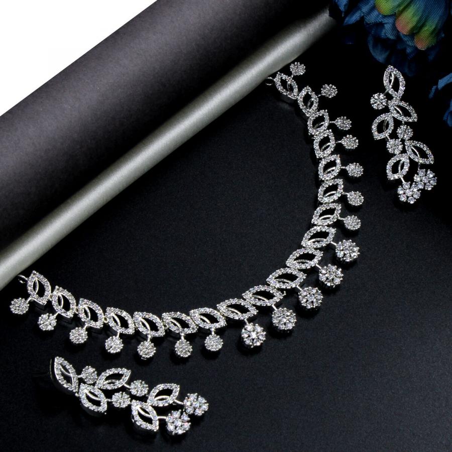 Glittering Orlenna American Diamond Necklace Set Short