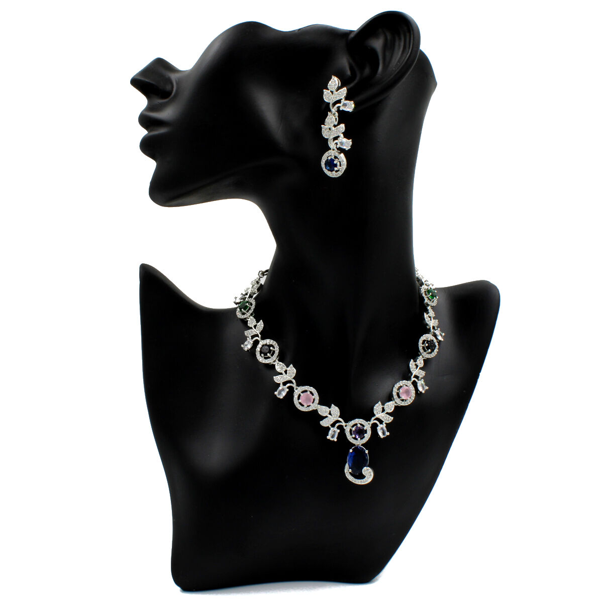 Glittering American Diamond Necklace Set Short