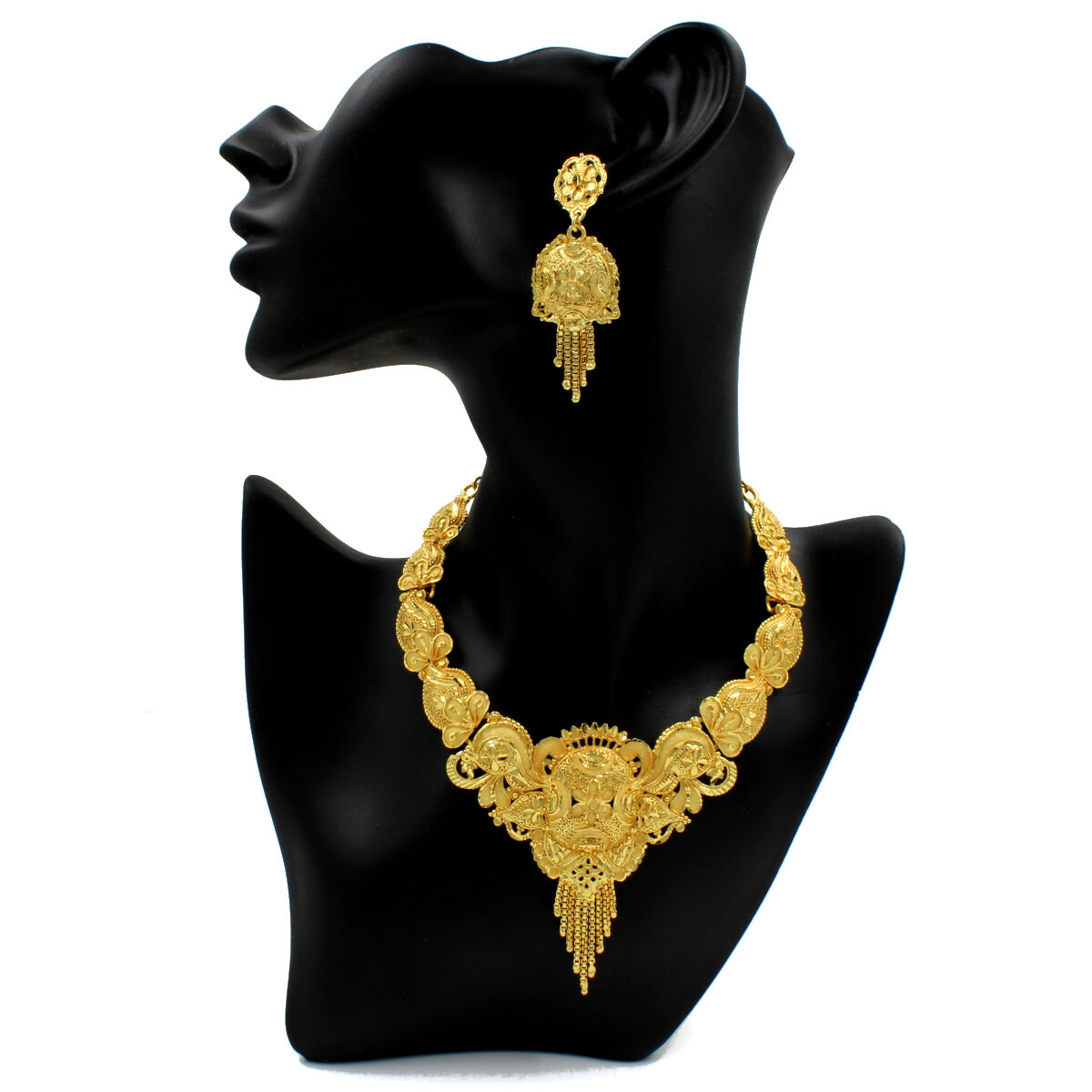 Orlenna Ethnic Gold Plated Necklace Set Short