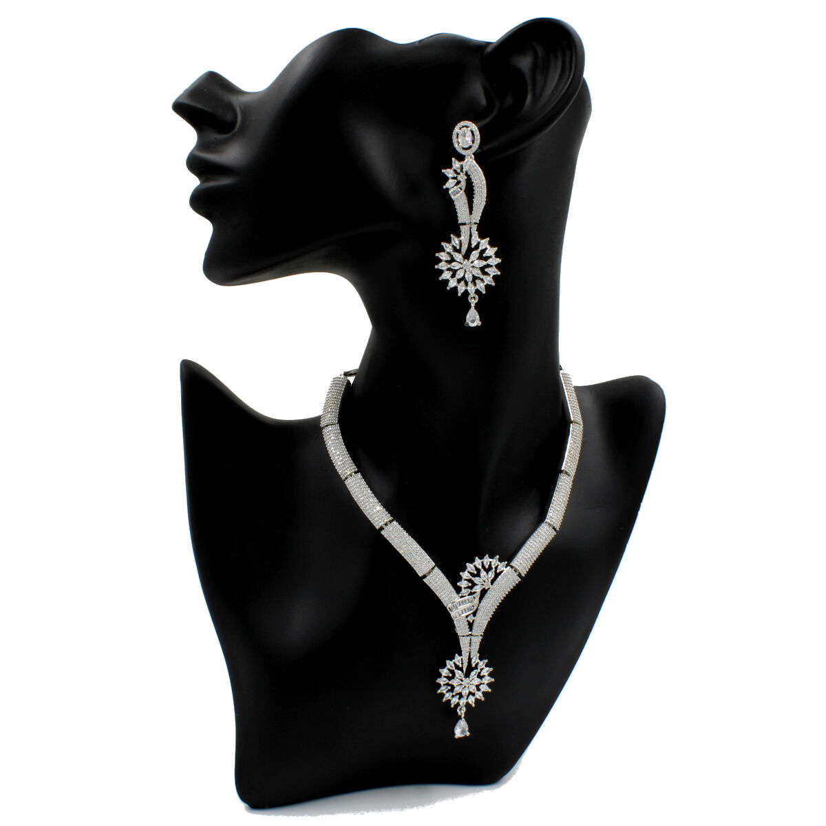 Orlenna American Diamond Glittering Necklace Set Short