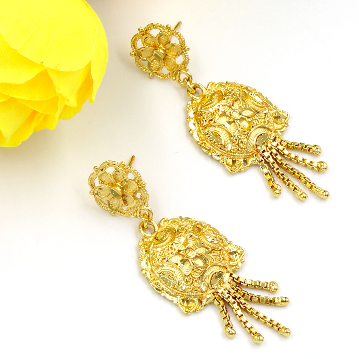 Orlenna Ethnic Gold Plated Necklace Set Short