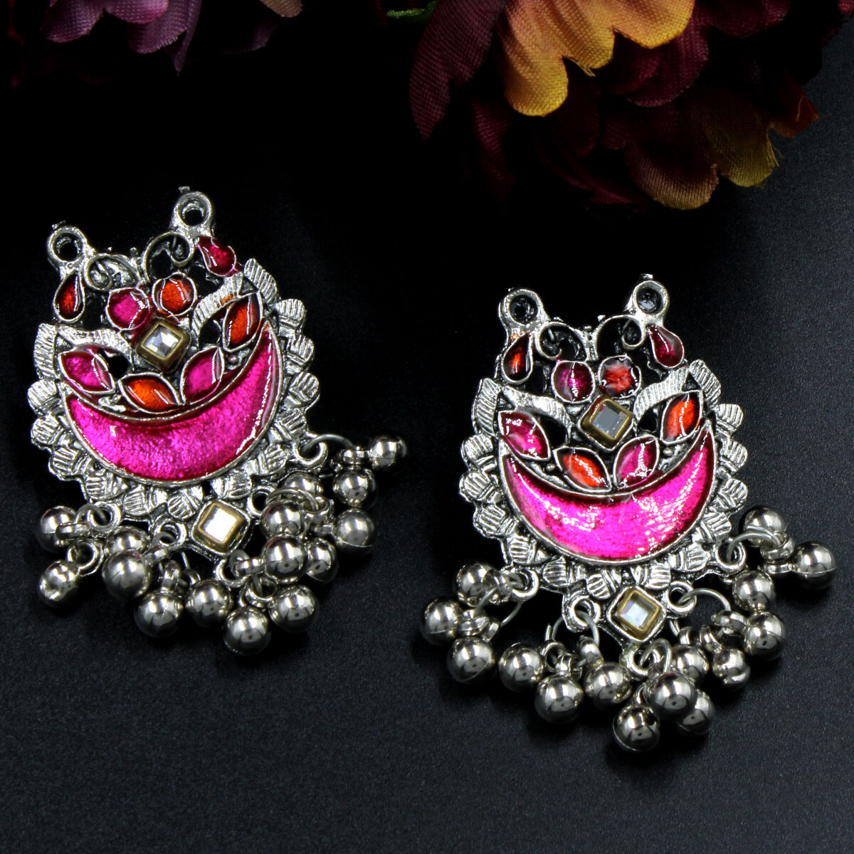Tribal Oxidised Meenakari Necklace Set Long