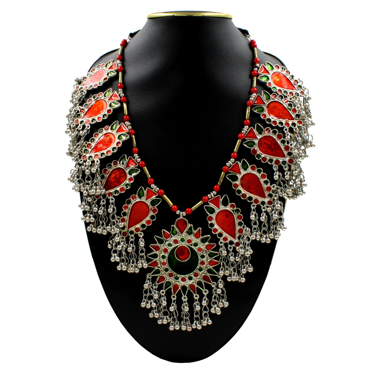 Orlenna Tribal Oxidised Meenakari Necklace Set Long